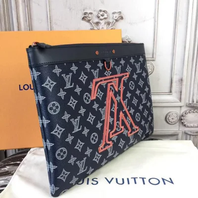 Клатч Louis Vuitton Monogram Upside Down Canvas Pochette Apollo M62905 "Navy Blue" фото № 3