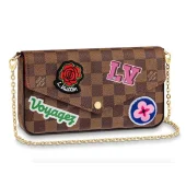 Клатч Louis Vuitton Pochette Felicie N60129 Damier Ebene Canvas "Brown"