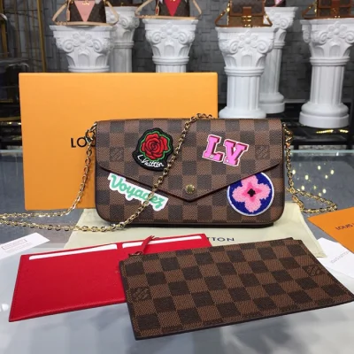 Клатч Louis Vuitton Pochette Felicie N60129 Damier Ebene Canvas "Brown" фото № 10