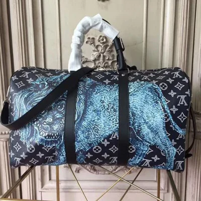 Сумка Louis Vuitton M54129 Keepall 45 Bandouliere Duffel Bag Monogram Canvas "Navy Blue" фото № 4