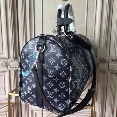 Сумка Louis Vuitton M54129 Keepall 45 Bandouliere Duffel Bag Monogram Canvas "Navy Blue" фото № 3