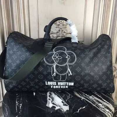 Сумка Louis Vuitton Monogram Eclipse Canvas Keepall Bandouliere 50 M43683 "Black" фото № 2