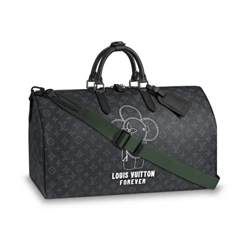Сумка Louis Vuitton Monogram Eclipse Canvas Keepall Bandouliere 50 M43683 "Black"