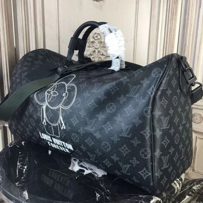 Сумка Louis Vuitton Monogram Eclipse Canvas Keepall Bandouliere 50 M43683 "Black" фото № 3