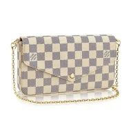Клатч Louis Vuitton N63106 Pochette Felicie Crossbody Bag Damier Azur Canvas "White"