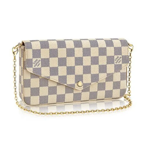 Клатч Louis Vuitton N63106 Pochette Felicie Crossbody Bag Damier Azur Canvas "White"