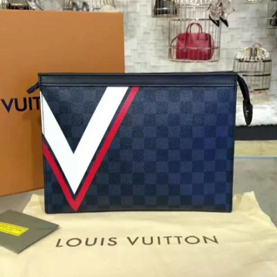 Клатч Louis Vuitton N64023 Pochette Voyage MM Damier Cobalt Canvas "Navy Blue" фото № 2