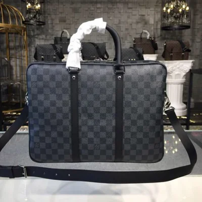 Портфель Louis Vuitton Porte-Documents Voyage PM Bag 38cm Damier Graphite Canvas Fall Winter 2018 Collection N41478 Black "Graphite" фото № 3