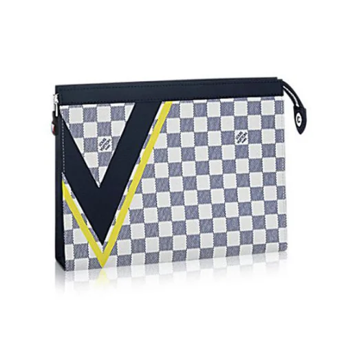 Клатч Louis Vuitton N60049 Pochette Voyage MM Damier Azur Canvas "White"