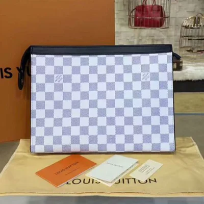 Клатч Louis Vuitton N60049 Pochette Voyage MM Damier Azur Canvas "White" фото № 4