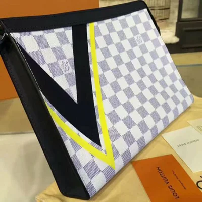 Клатч Louis Vuitton N60049 Pochette Voyage MM Damier Azur Canvas "White" фото № 5