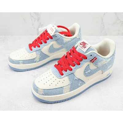 Levi's x Nike Air Force 1 Low "Sky Blue Denim/Cream/Red" фото № 5