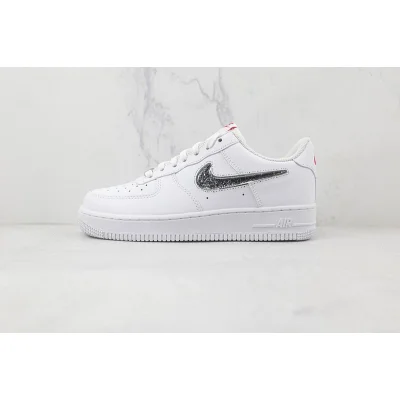 Nike Air Force 1 Low "White/Black Glitter Swoosh" фото № 2