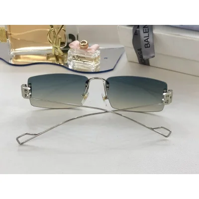 Солнцезащитные очки Balenciaga Thin Frame And Temples Decorated "Blue/Beige" фото № 2