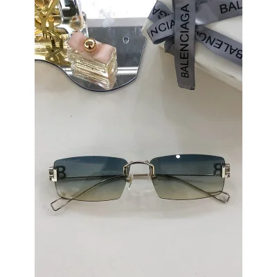 Солнцезащитные очки Balenciaga Thin Frame And Temples Decorated "Blue/Beige" фото № 6