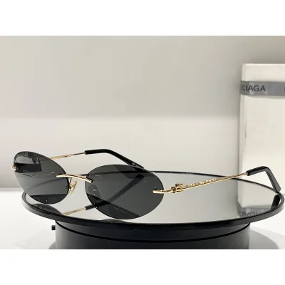 Солнцезащитные очки Balenciaga No Frame Thin Temples "Black/Gold" фото № 6