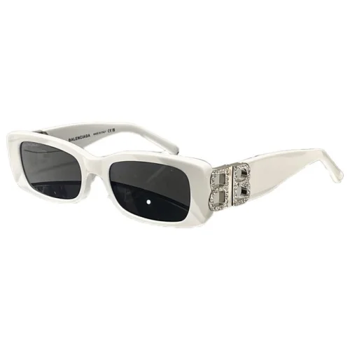 Солнцезащитные очки Balenciaga Rectangle Frame And Two Side Decorated Temples "White"