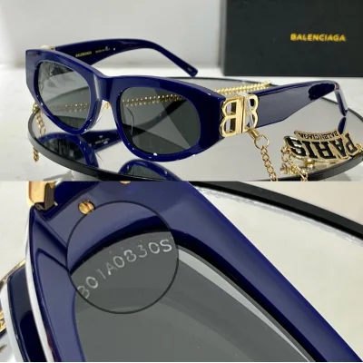 Солнцезащитные очки Balenciaga With Chain And Logo Decorated "Blue" фото № 2