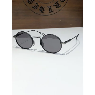 Солнцезащитные очки Chrome Hearts Rounded Shaped With Decorated Frame "Black" фото № 2