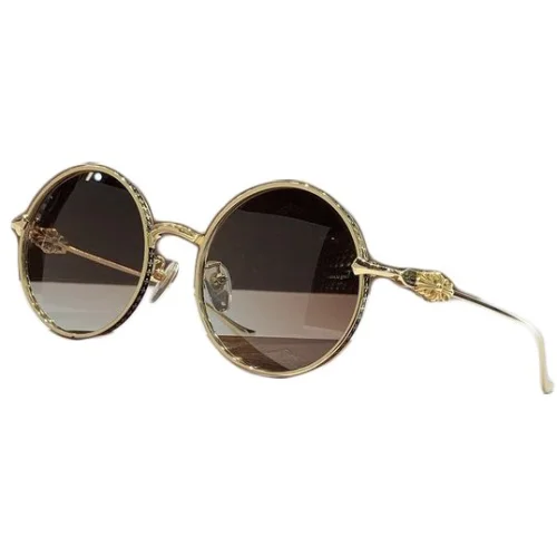 Солнцезащитные очки Chrome Hearts Round Form With Frame Decorated By Crosses "Brown"