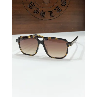 Солнцезащитные очки Chrome Hearts Decorated By Small Logo "Brown/Yellow" фото № 3