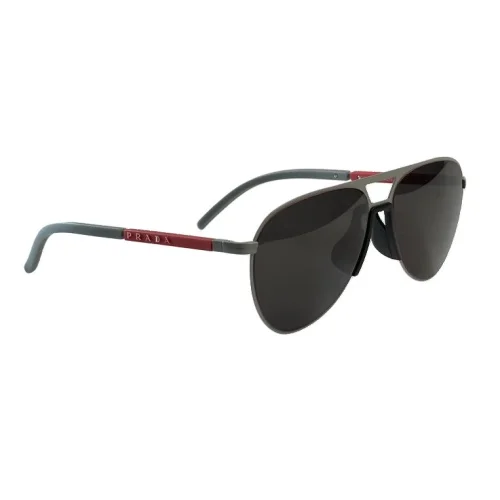 Солнцезащитные очки Prada Thin Frame With Gold Logo Inscription "Gray/Black"