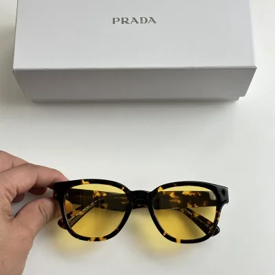 Солнцезащитные очки Prada Frame Decorated By Figure With Logo "Brown/Yellow" фото № 4