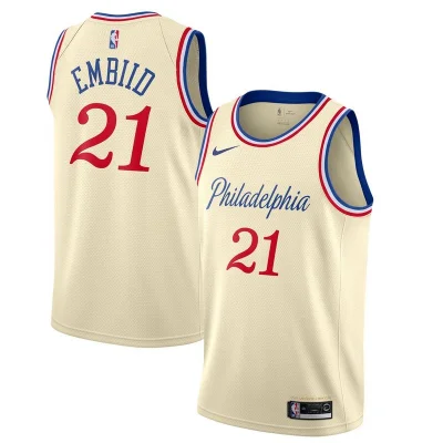 Баскетбольная Джерси Nike Philadelphia 76ers 19-20 №21 Joel Embiid "Beige" фото № 2