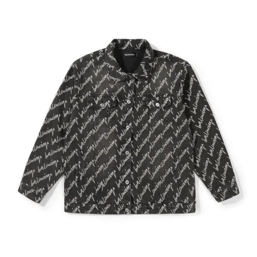 Джинсовая Куртка Balenciaga With Text Logo "Black/Gray"