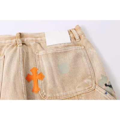 Джинсы Gallery Dept x Chrome Hearts Carpenter "Orange Patch" фото № 7