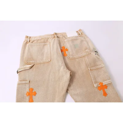 Джинсы Gallery Dept x Chrome Hearts Carpenter "Orange Patch" фото № 6