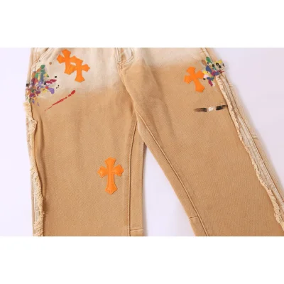 Джинсы Gallery Dept x Chrome Hearts Carpenter "Orange Patch" фото № 5