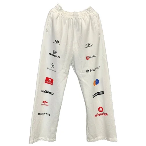 Штаны Balenciaga With Logos "White"