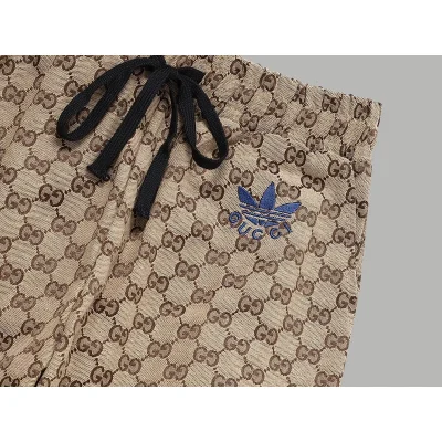 Штаны Gucci X Adidas With Brand Print And Blue Logo "Brown" фото № 3