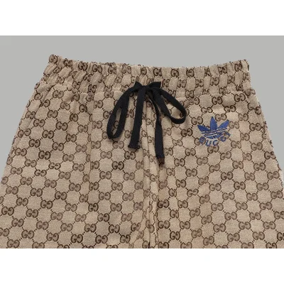 Штаны Gucci X Adidas With Brand Print And Blue Logo "Brown" фото № 8