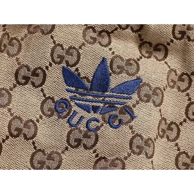 Штаны Gucci X Adidas With Brand Print And Blue Logo "Brown" фото № 9