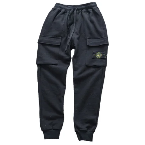 Штаны Stone Island Large Pockets With Logo Brand Style "Black"