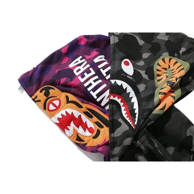 Худи A Bathing Ape Shark Camouflage Print Zip Double Hood "Black" фото № 4