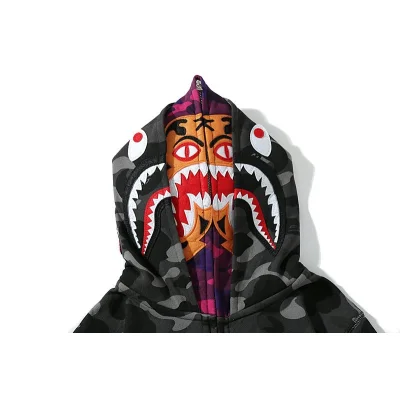 Худи A Bathing Ape Shark Camouflage Print Zip Double Hood "Black" фото № 2