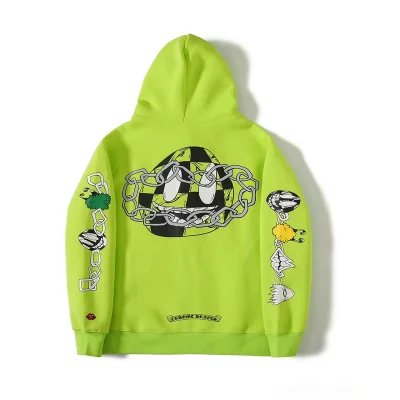 Худи Chrome Hearts With Drawings On The Sleeves "Green/Yellow" фото № 2