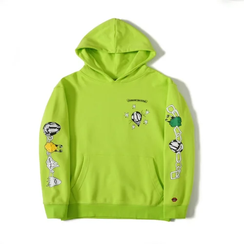 Худи Chrome Hearts With Drawings On The Sleeves "Green/Yellow"