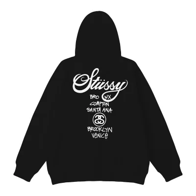 Худи Stussy New York Los Angeles Tokyo ZIP "Black" фото № 2