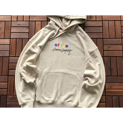 Худи Stussy Multicolor Embroidered Logo And Lettering Summer Campaign "Beige" фото № 2