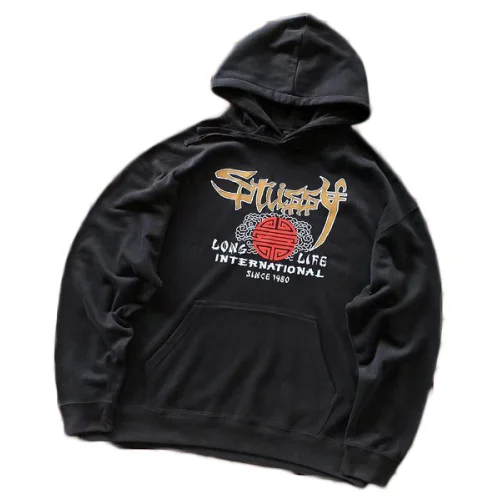 Худи Stussy Logo And Inscription In Japanese Style "Black"