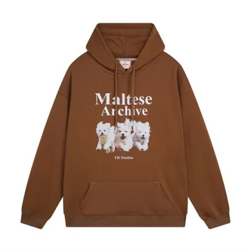Худи Wai Kei Three Dogs Maltese Archive "Brown"