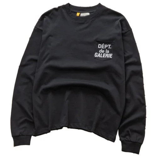 Лонгслив Gallery Dept With Text Logo And Pocket "Black"