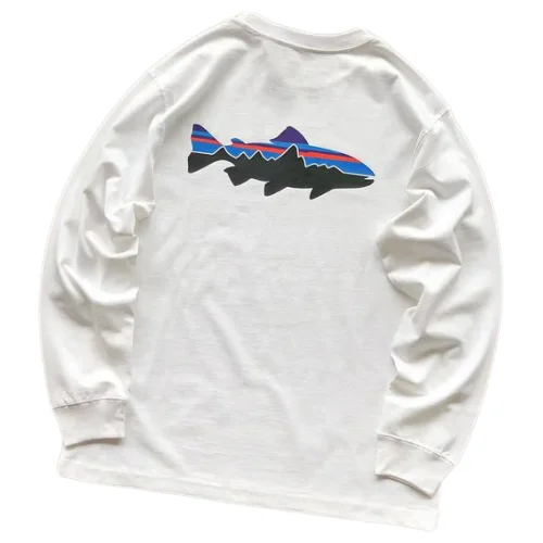 Лонгслив Patagonia Fish With Colorful Stripes "White"