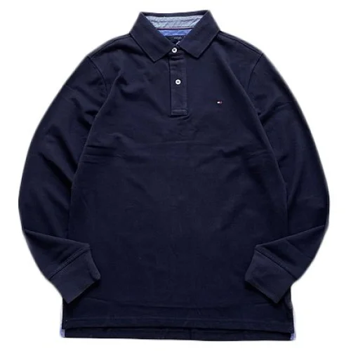 Лонгслив Tommy Hilfiger Small Logo And Button Collar "Blue"