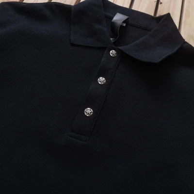 Поло Chrome Hearts Metal Buttons Flowers Decorated "Black" фото № 2