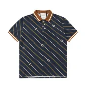 Поло Gucci With Diagonal Lines Print And Logo "Blue/Brown"